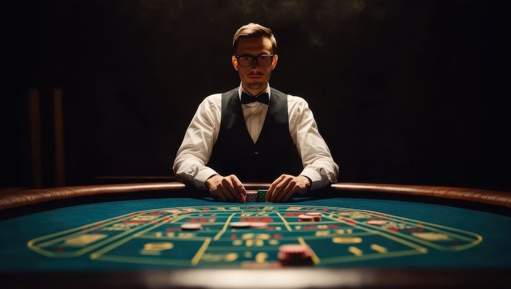 Tampilan detail permainan Baccarat SA Gaming dengan meja dealer langsung dan statistik historis